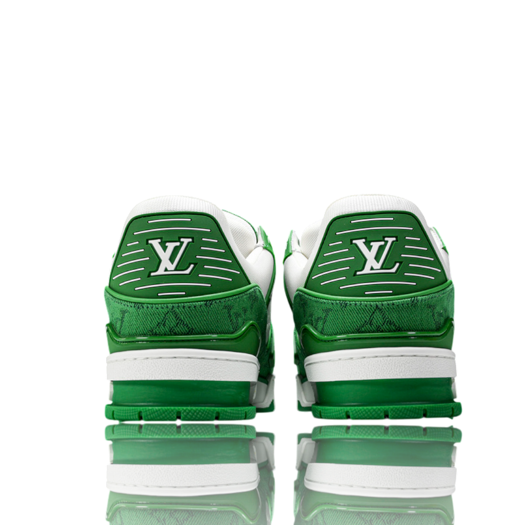 LV Trainer Low Monogram Denim White Green