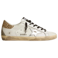 Golden Goose Super-Star White Leather Glittery Heel Tab
