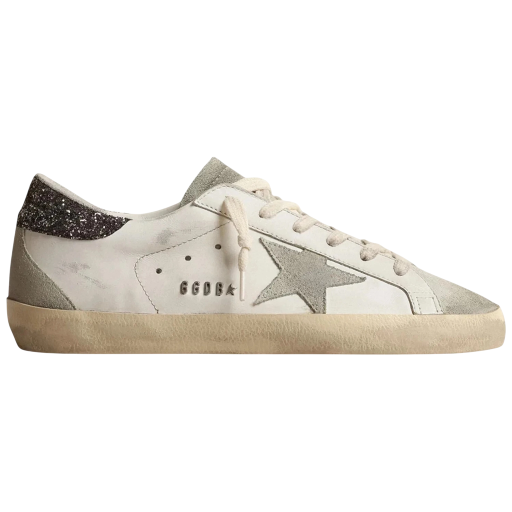 Golden Goose Super-Star Gray Star Dark Gray Glitter Heel Tab