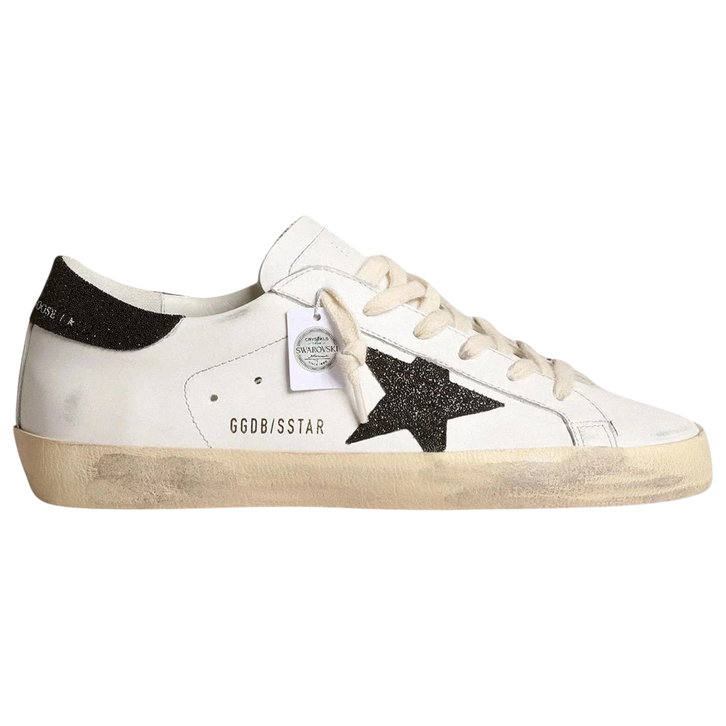 Golden Goose Super-Star Black Swarovski Crystal Star Heel Tab