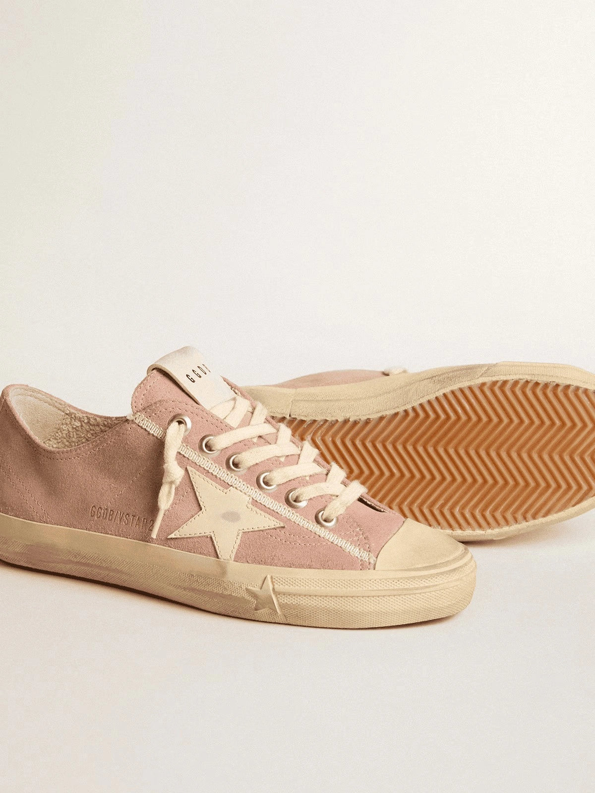 Golden Goose V-Star Pink Suede Cream Star