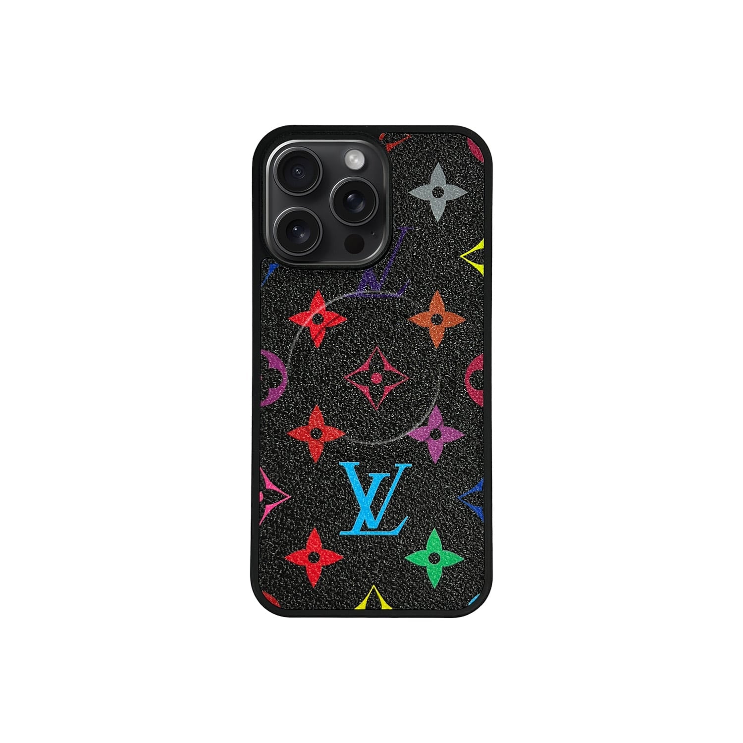 Funda MagSafe LV Multicolor Monogram Negro para iPhone