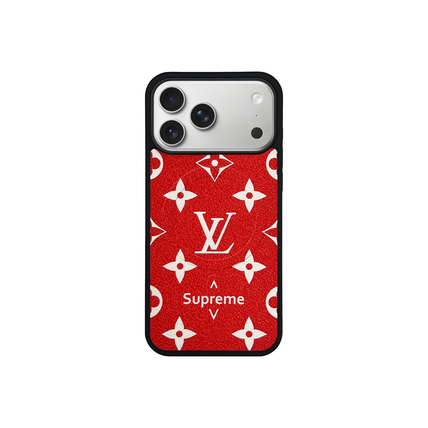 Funda MagSafe LV X SUP Rojo Monogram para iPhone