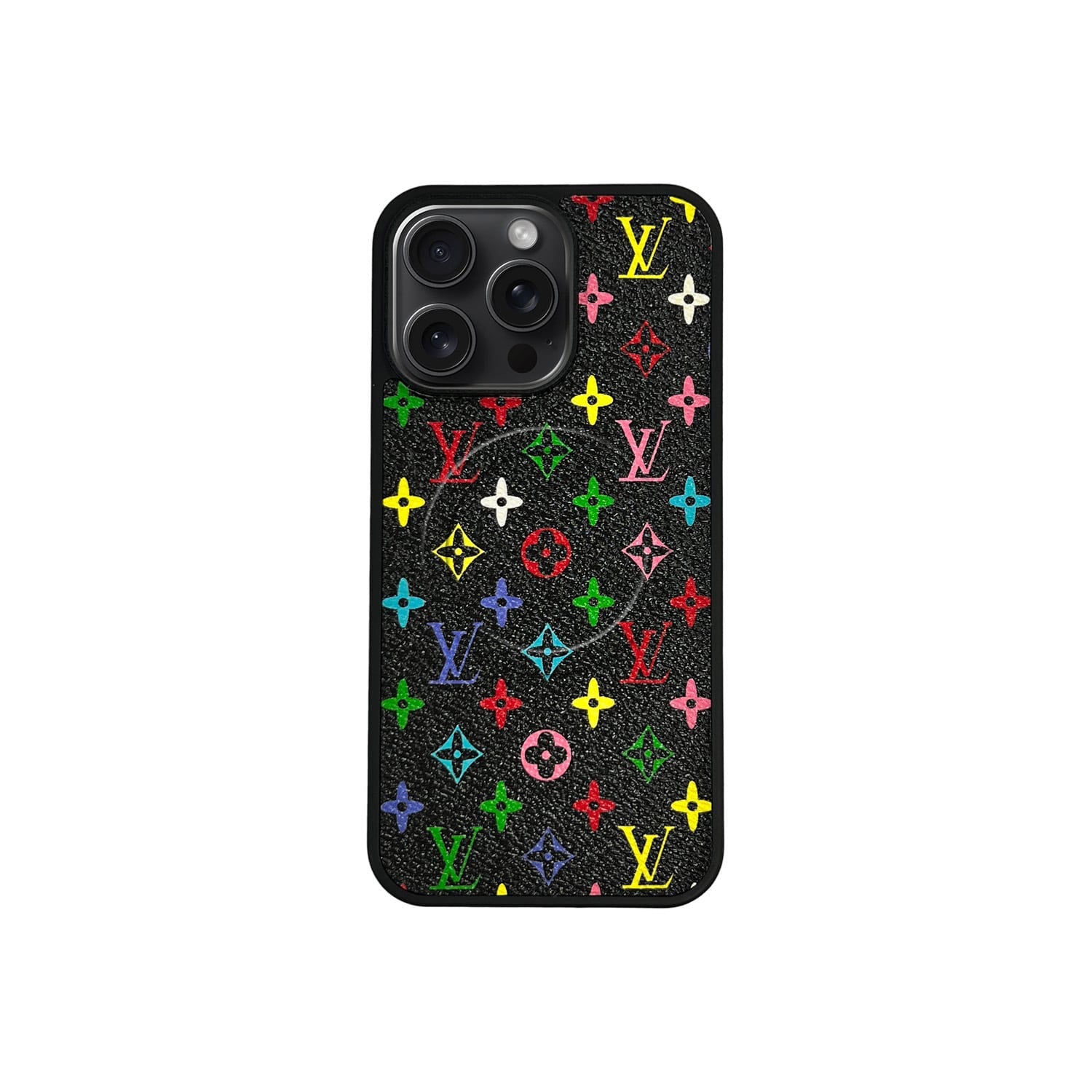 Funda MagSafe LV Multicolor Mini Monogram Negro para iPhone