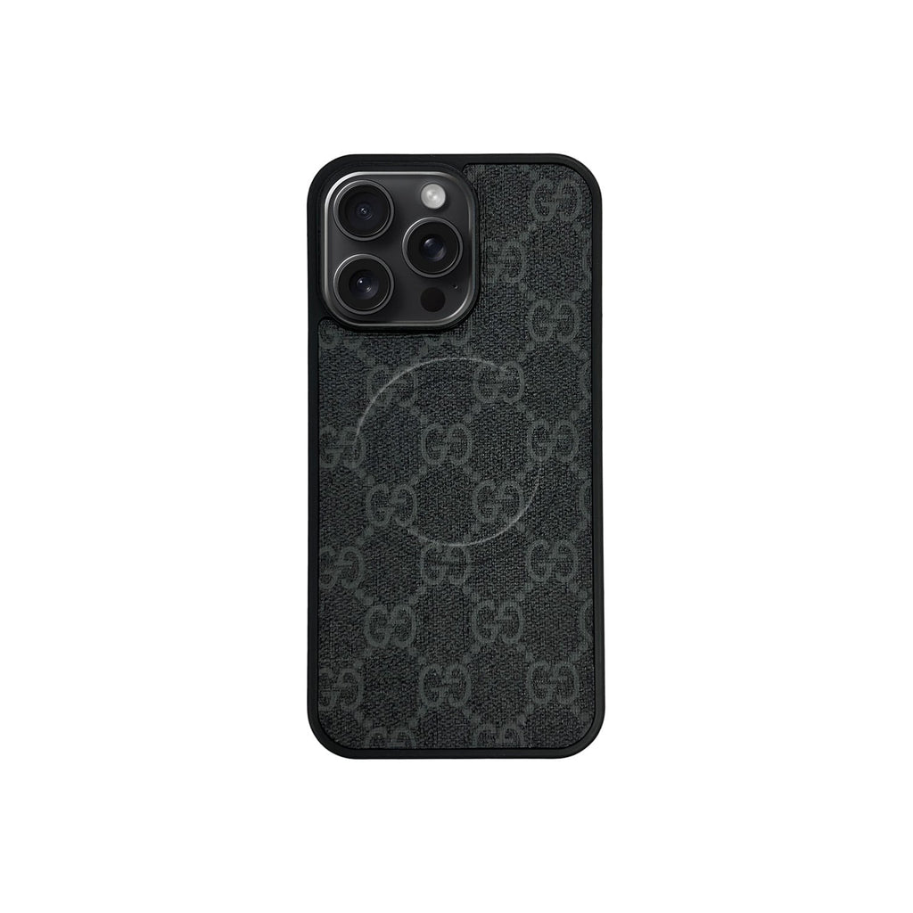 Funda MagSafe GG Negro Monogram para iPhone