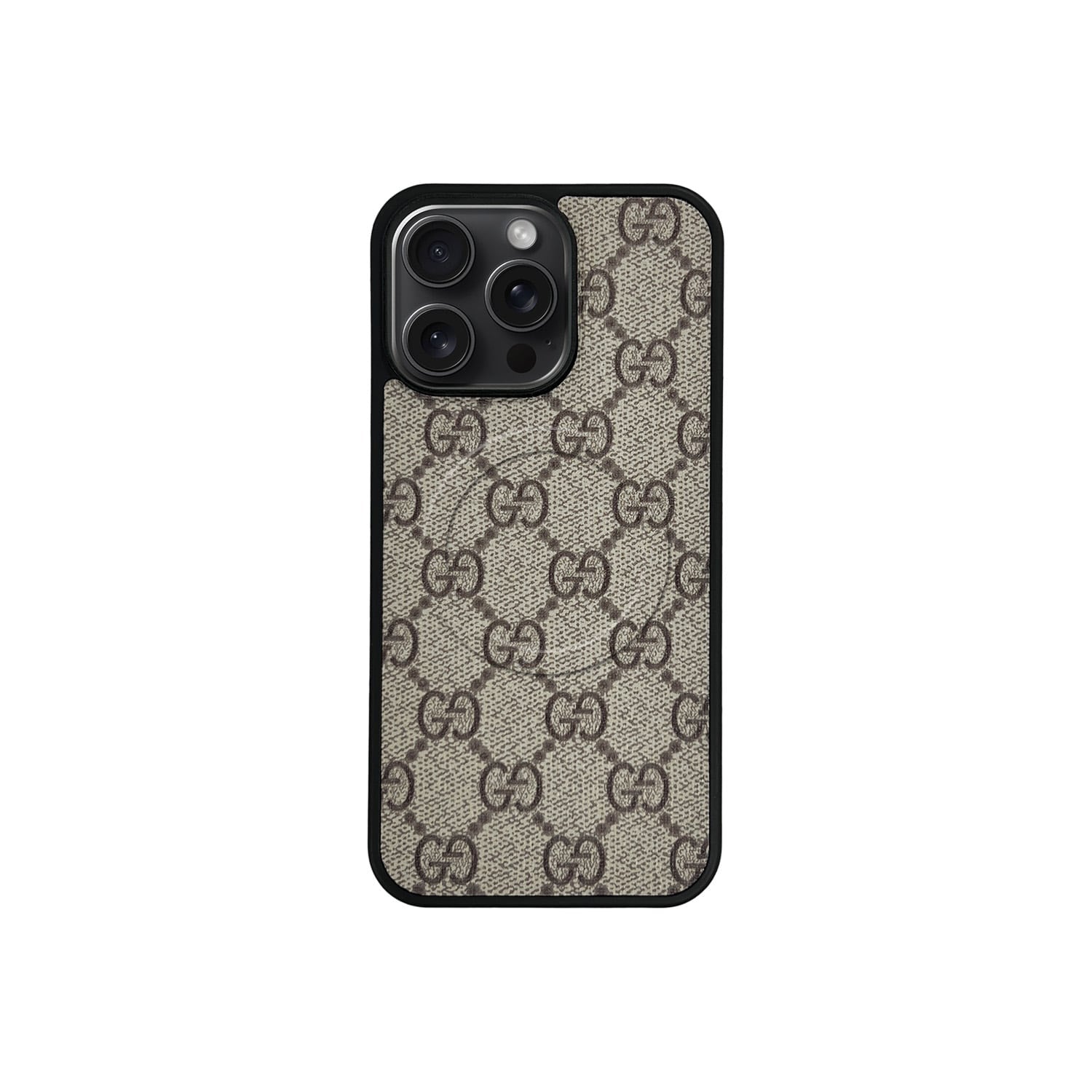 Funda MagSafe GG Beige Monogram para iPhone