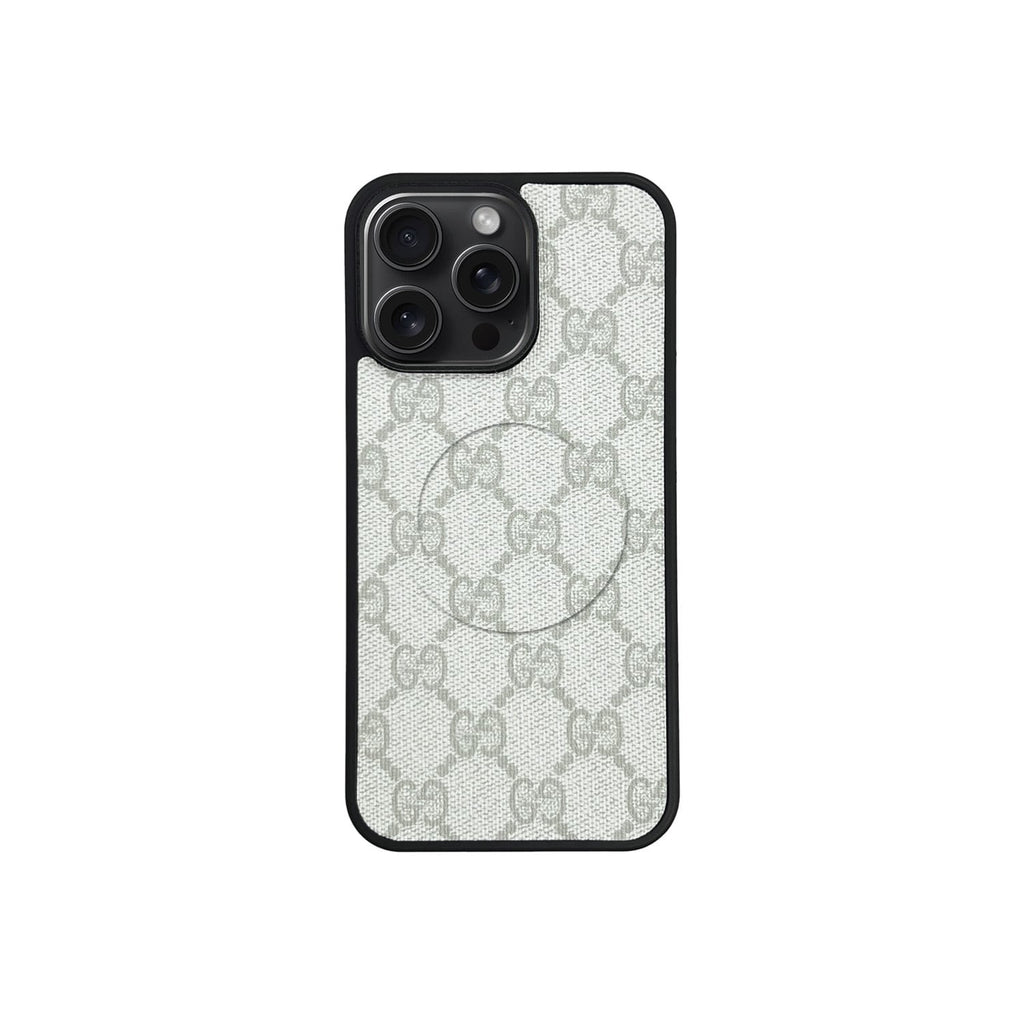Funda MagSafe GG Blanco Monogram para iPhone