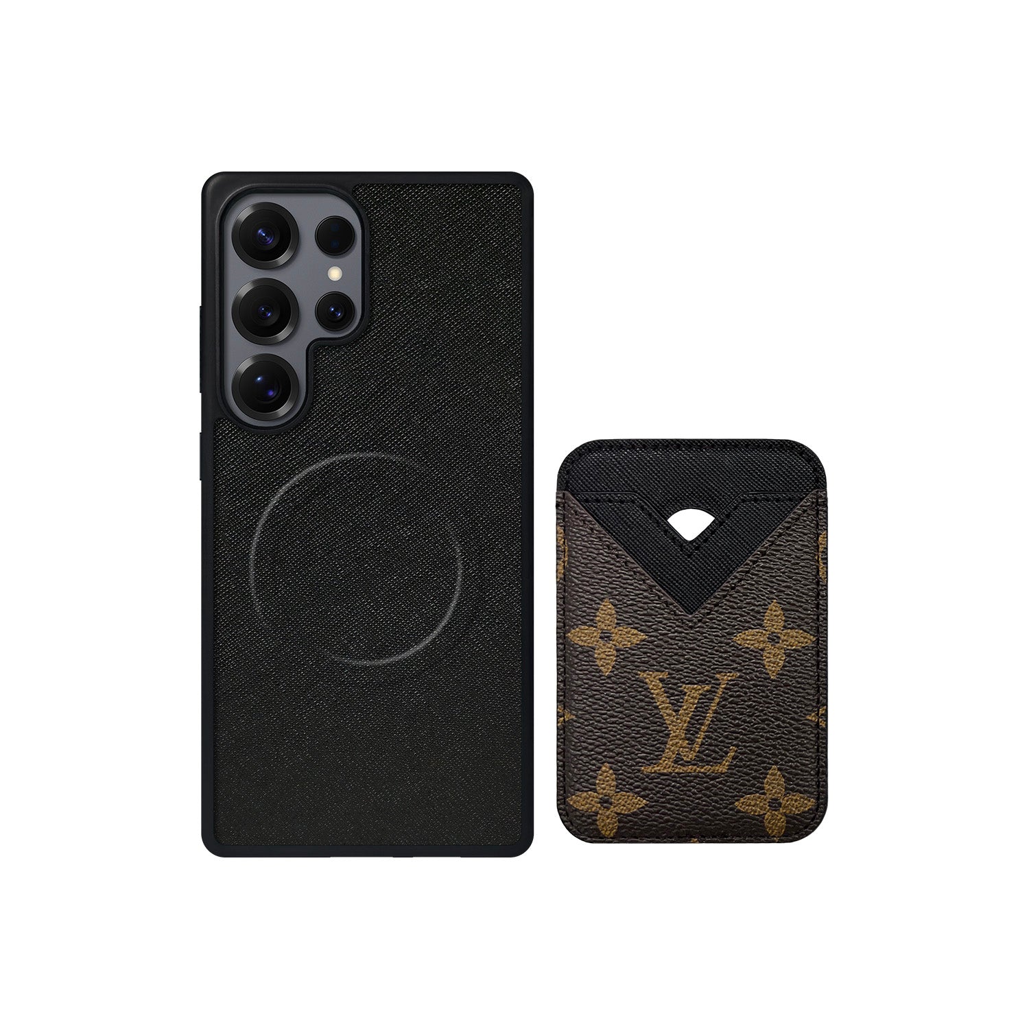 Tarjetero MagSafe LV Negro y Marrón Monogram
