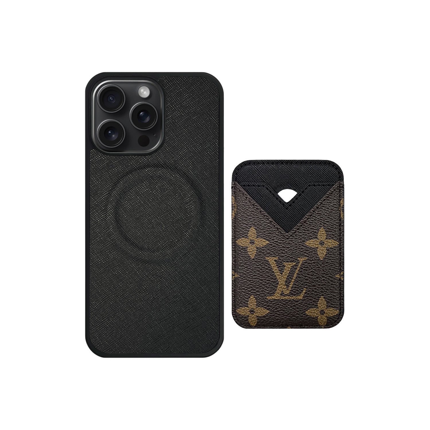 Tarjetero MagSafe LV Negro y Marrón Monogram