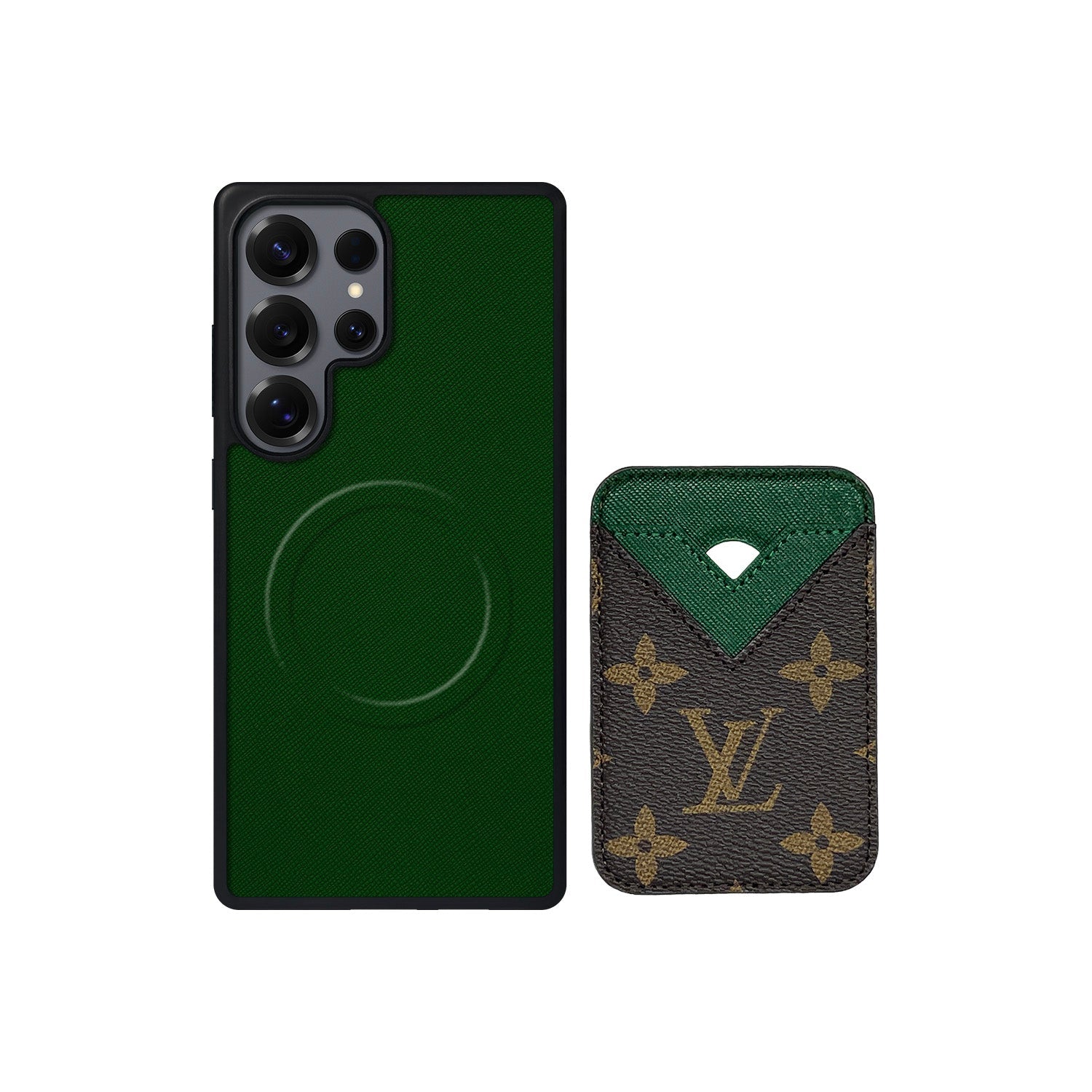 Tarjetero MagSafe LV Verde y Marrón Monogram