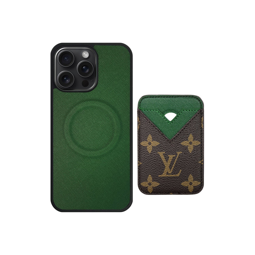 Tarjetero MagSafe LV Verde y Marrón Monogram