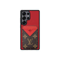 Tarjetero MagSafe LV Rojo y Marrón Monogram