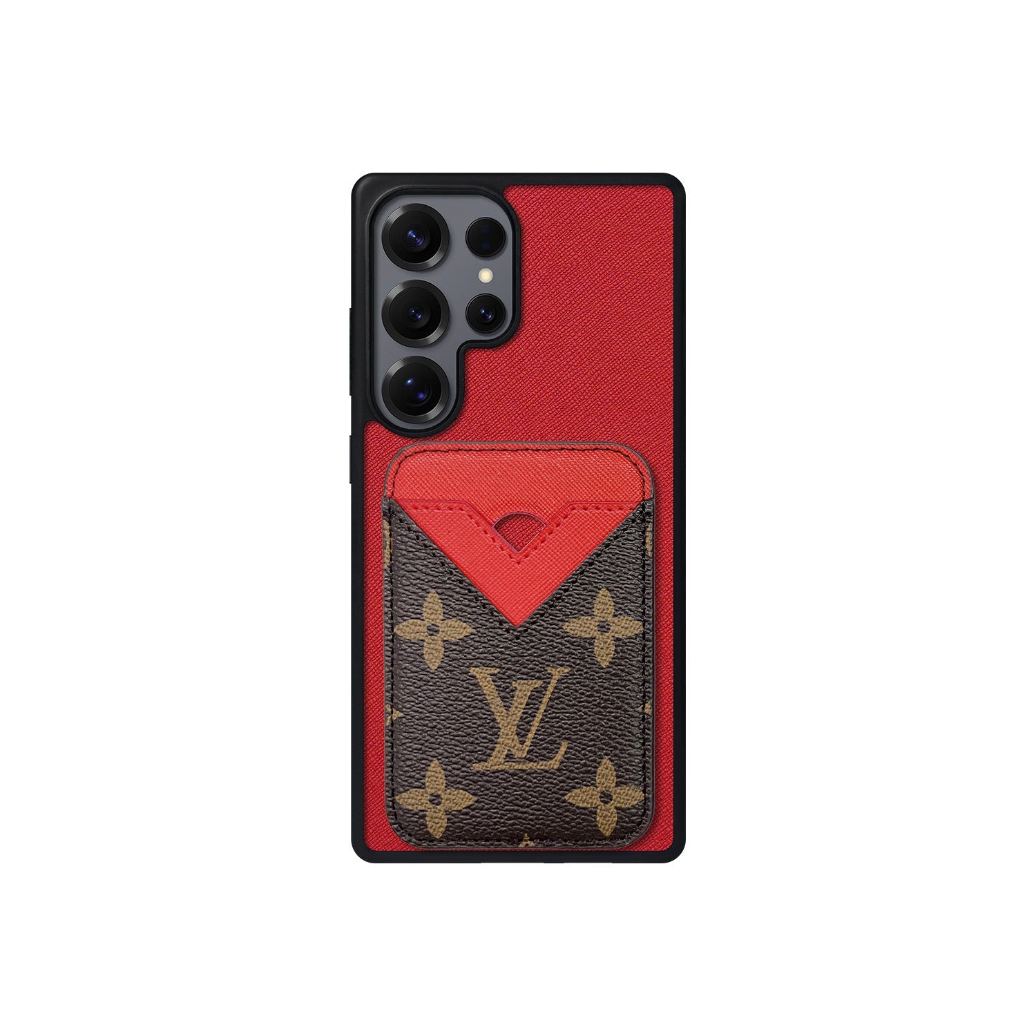 Tarjetero MagSafe LV Rojo y Marrón Monogram