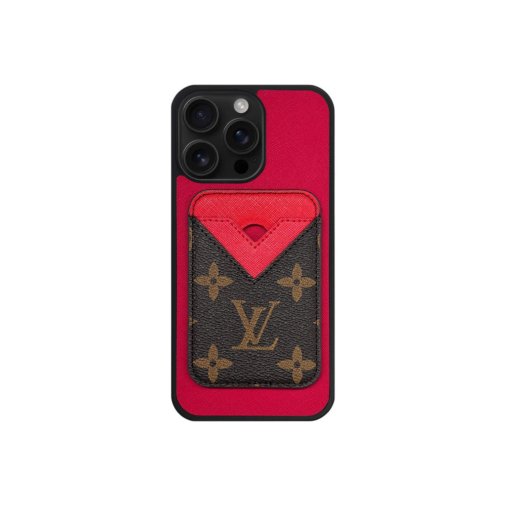 Tarjetero MagSafe LV Rojo y Marrón Monogram
