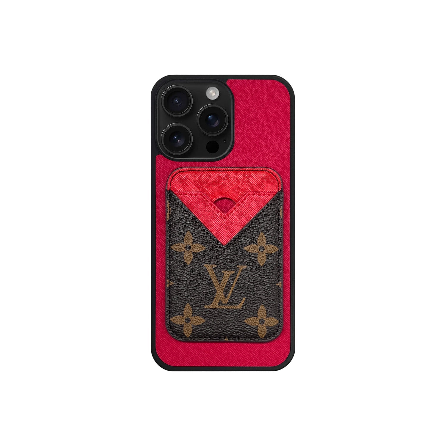 Tarjetero MagSafe LV Rojo y Marrón Monogram