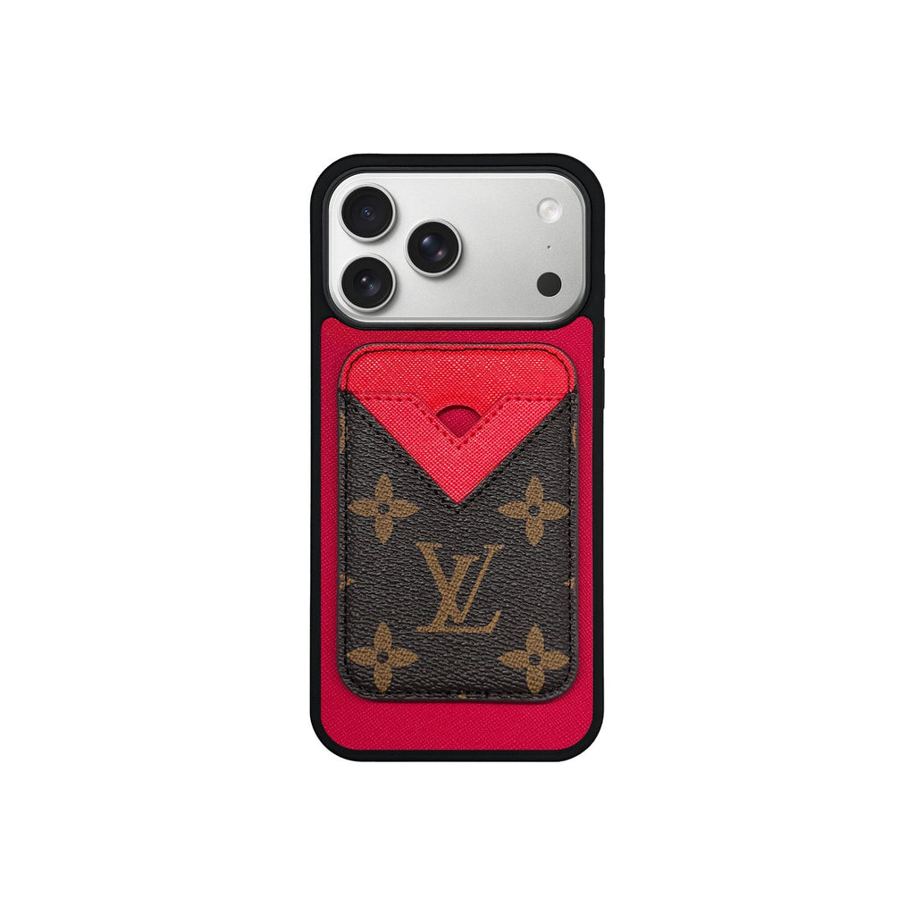 Tarjetero MagSafe LV Rojo y Marrón Monogram