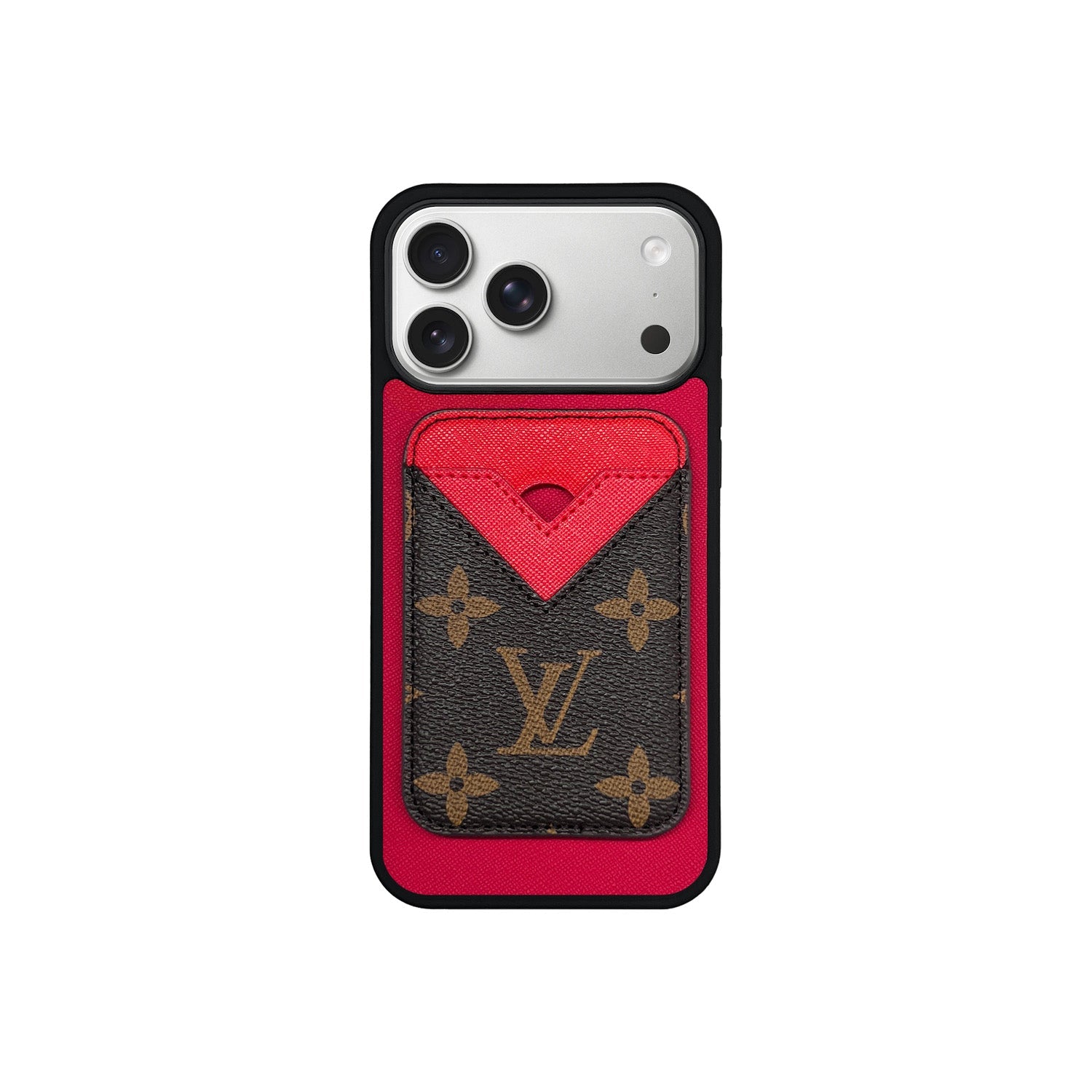 Tarjetero MagSafe LV Rojo y Marrón Monogram