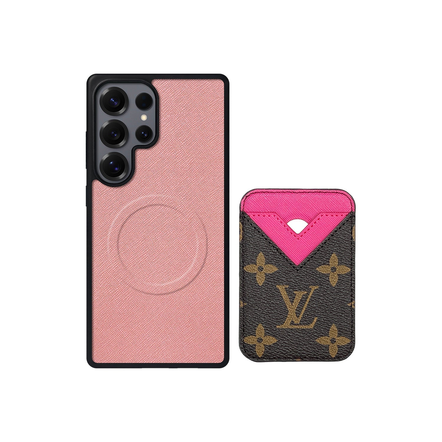 Tarjetero MagSafe LV Rosa y Marrón Monogram