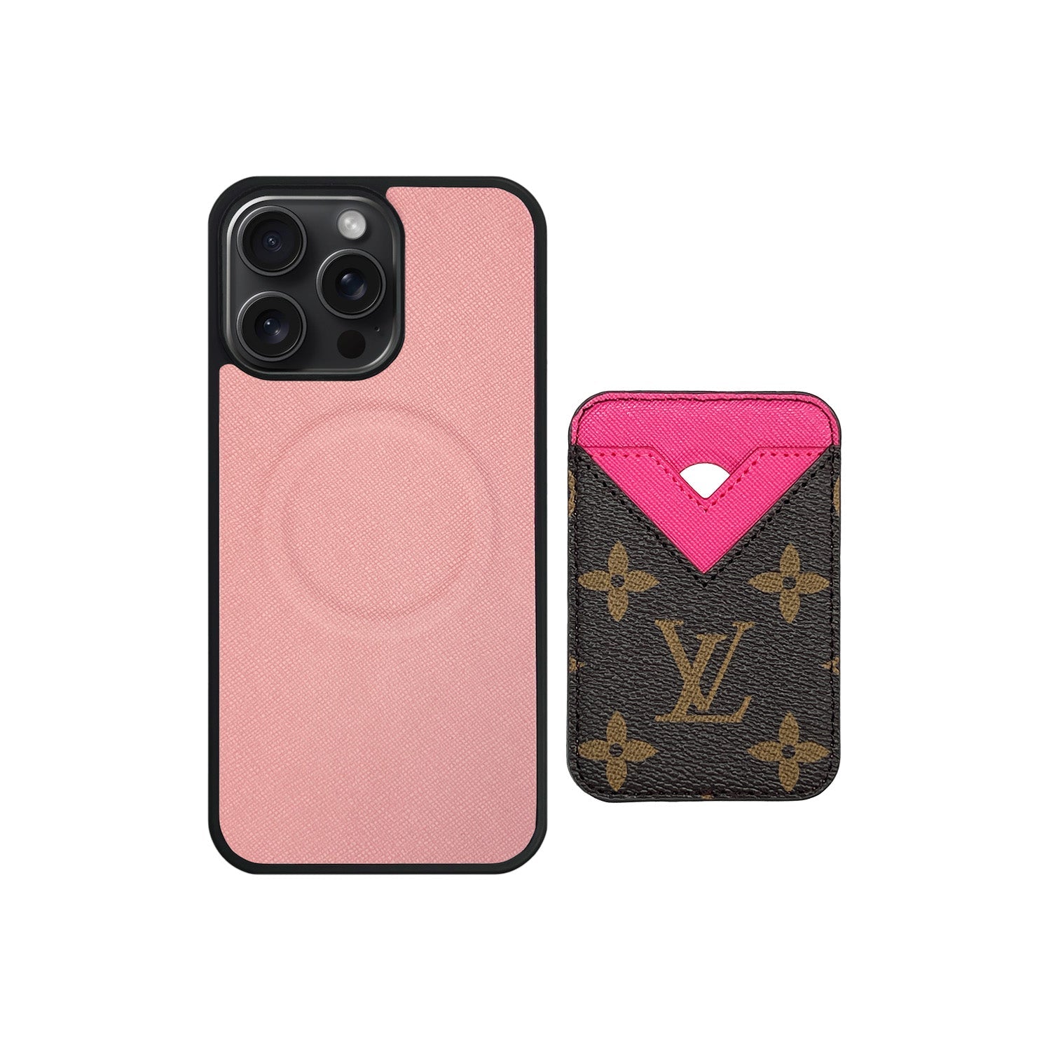 Tarjetero MagSafe LV Rosa y Marrón Monogram