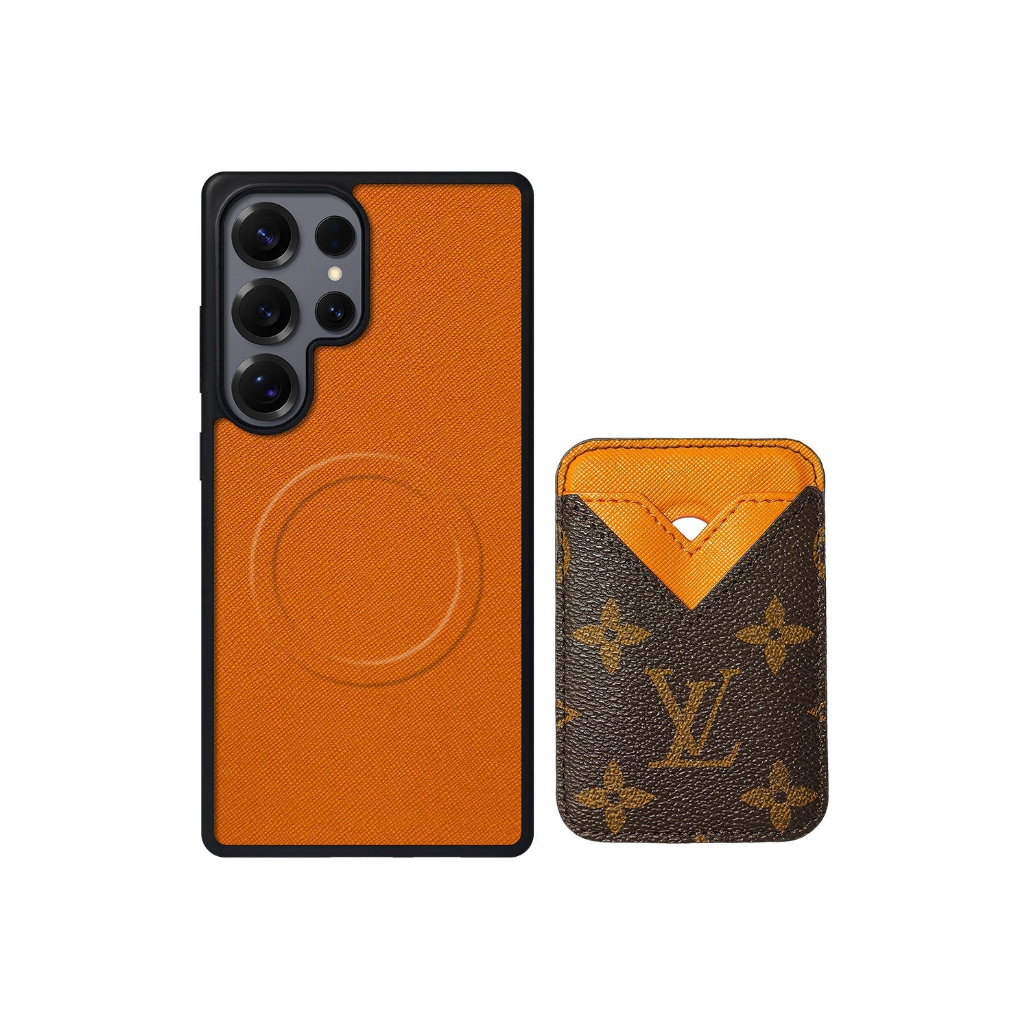 Tarjetero MagSafe LV Naranja y Marrón Monogram