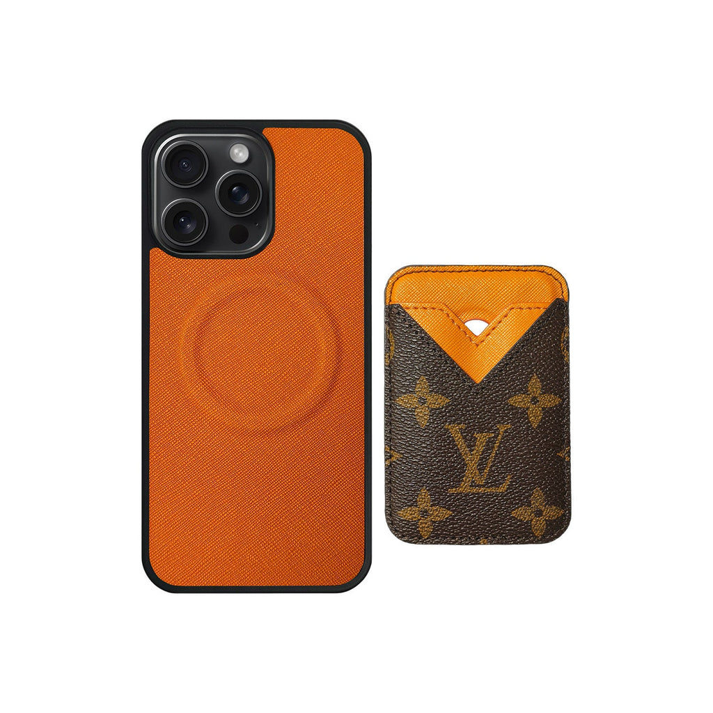 Tarjetero MagSafe LV Naranja y Marrón Monogram