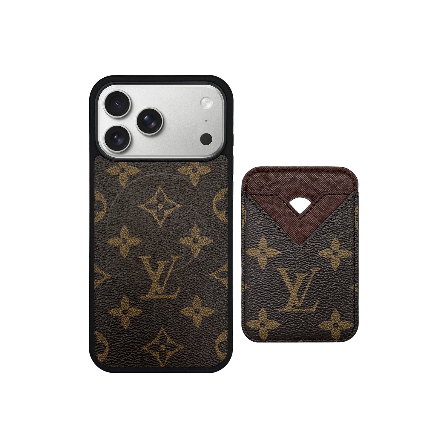 Set tarjetero MagSafe LV Monogram Marrón