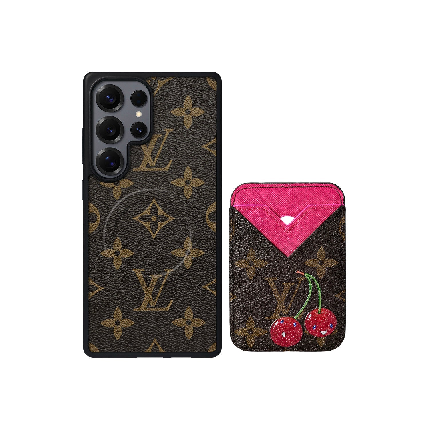 Set tarjetero MagSafe LV Cherry Rosa