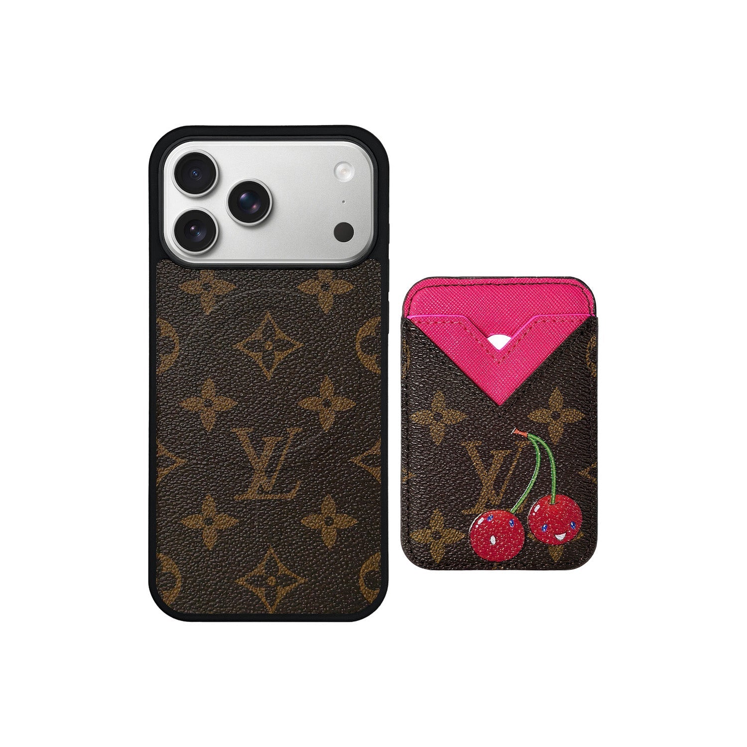Set tarjetero MagSafe LV Cherry Rosa