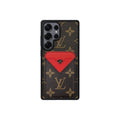 Set tarjetero MagSafe LV Monogram Marrón con Rojo