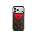 Set tarjetero MagSafe LV Monogram Marrón con Rojo