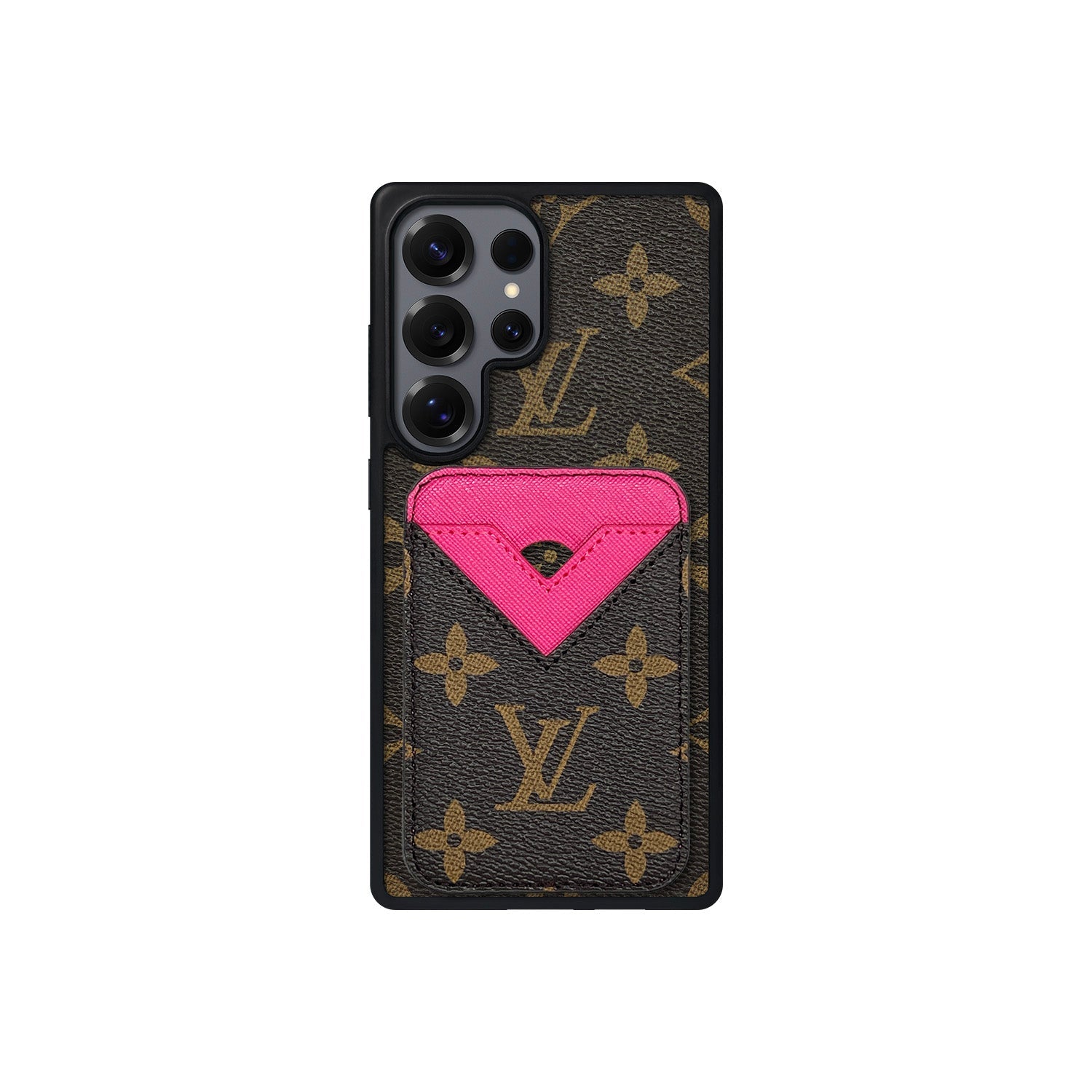 Set tarjetero MagSafe LV Monogram Marrón con Rosa