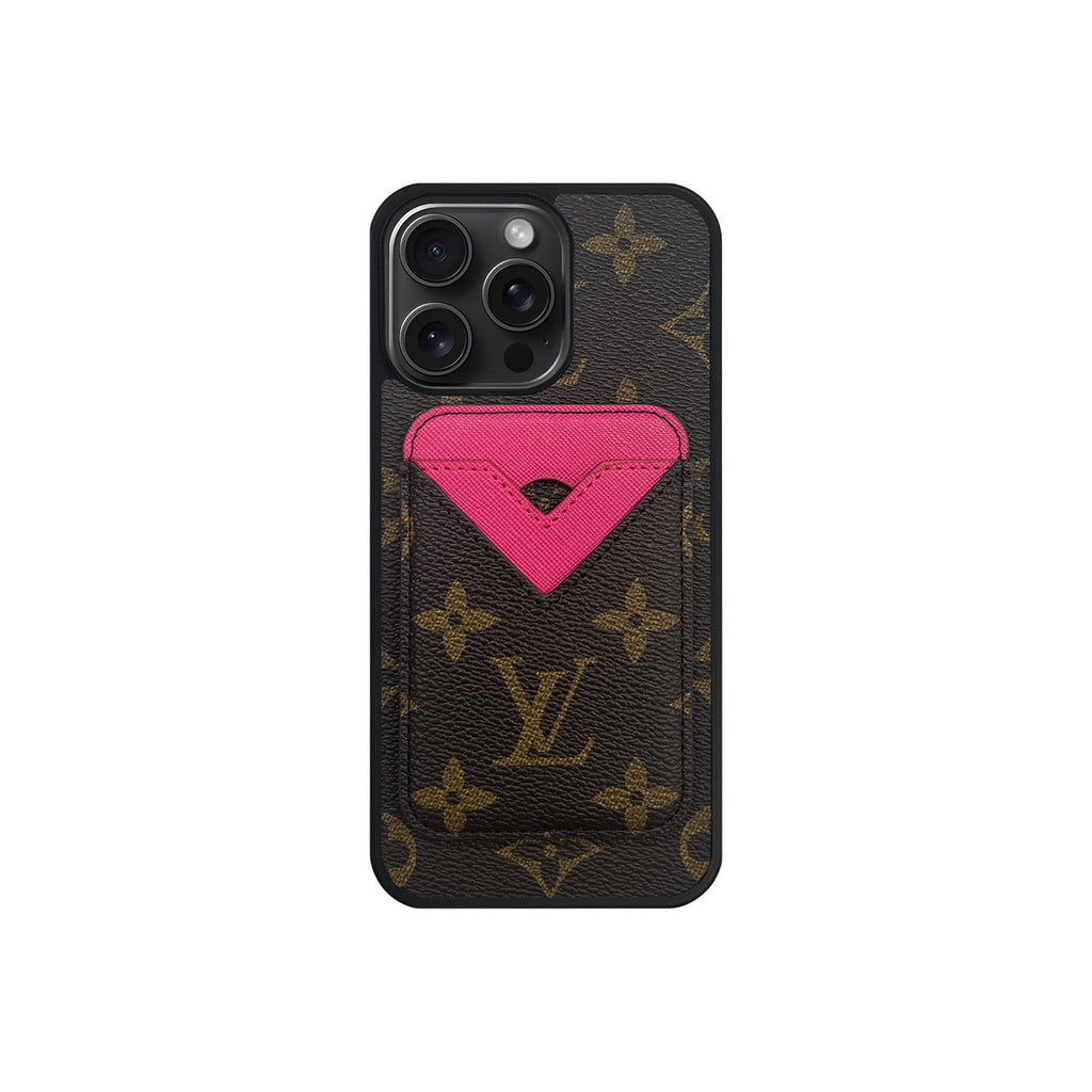 Set tarjetero MagSafe LV Monogram Marrón con Rosa