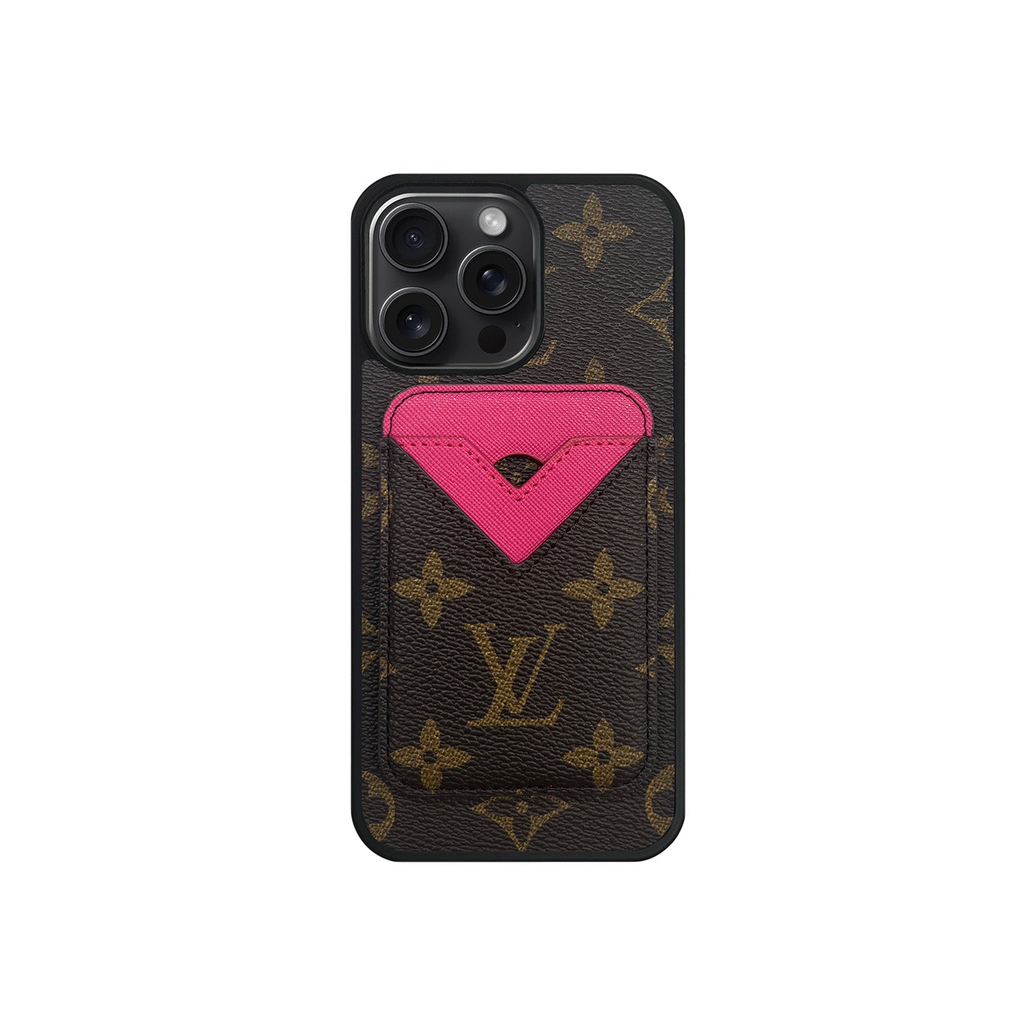 Set tarjetero MagSafe LV Monogram Marrón con Rosa