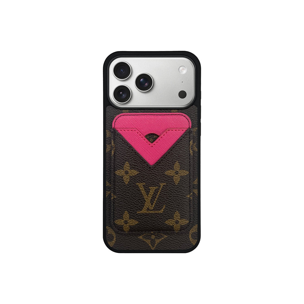 Set tarjetero MagSafe LV Monogram Marrón con Rosa