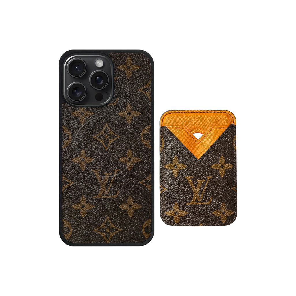 Set tarjetero MagSafe LV Monogram Marrón con Naranja
