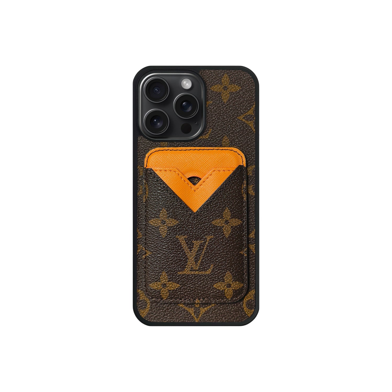 Set tarjetero MagSafe LV Monogram Marrón con Naranja