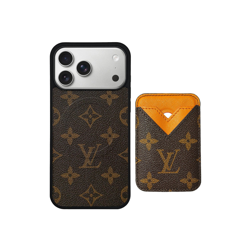 Set tarjetero MagSafe LV Monogram Marrón con Naranja