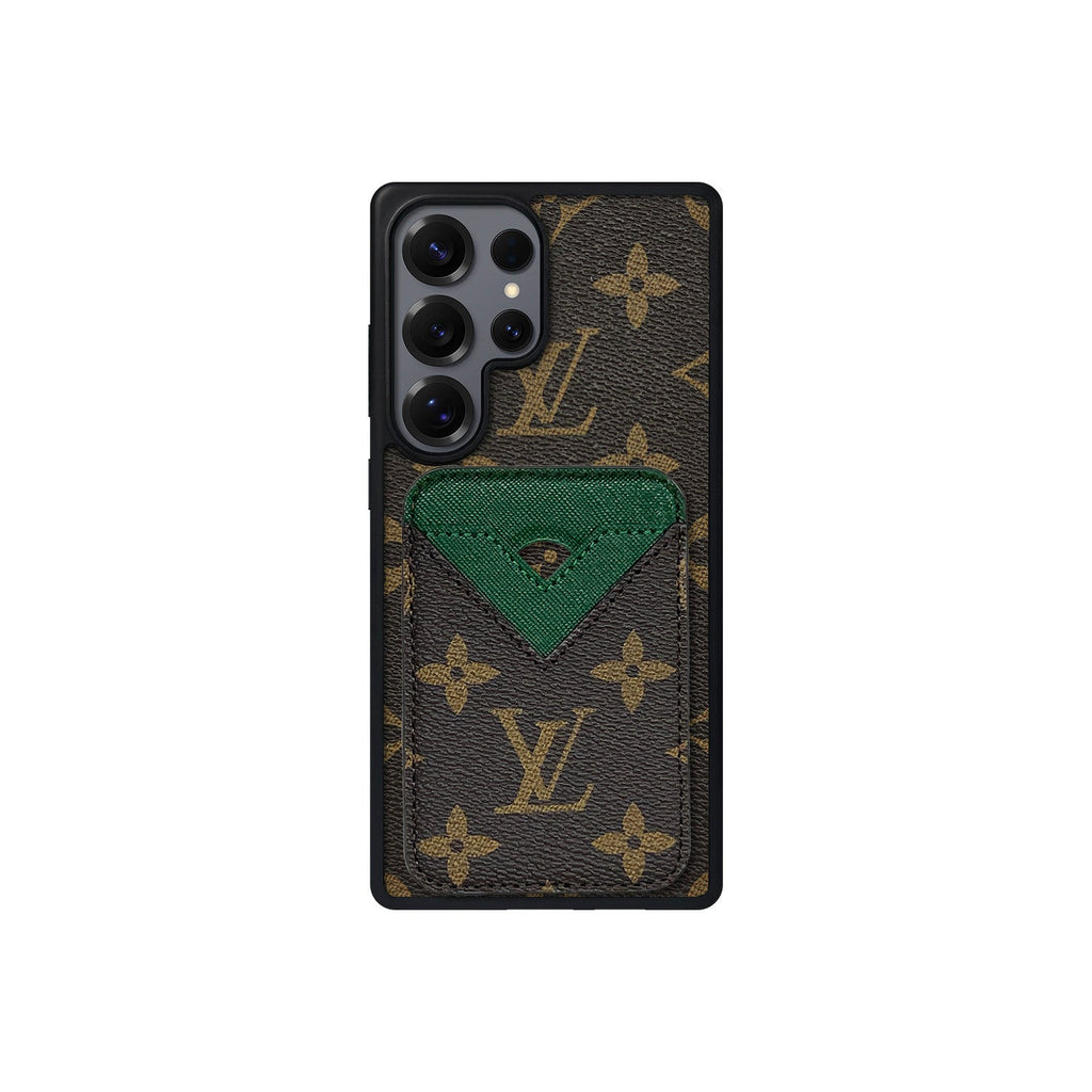 Set tarjetero MagSafe LV Monogram Marrón con Verde