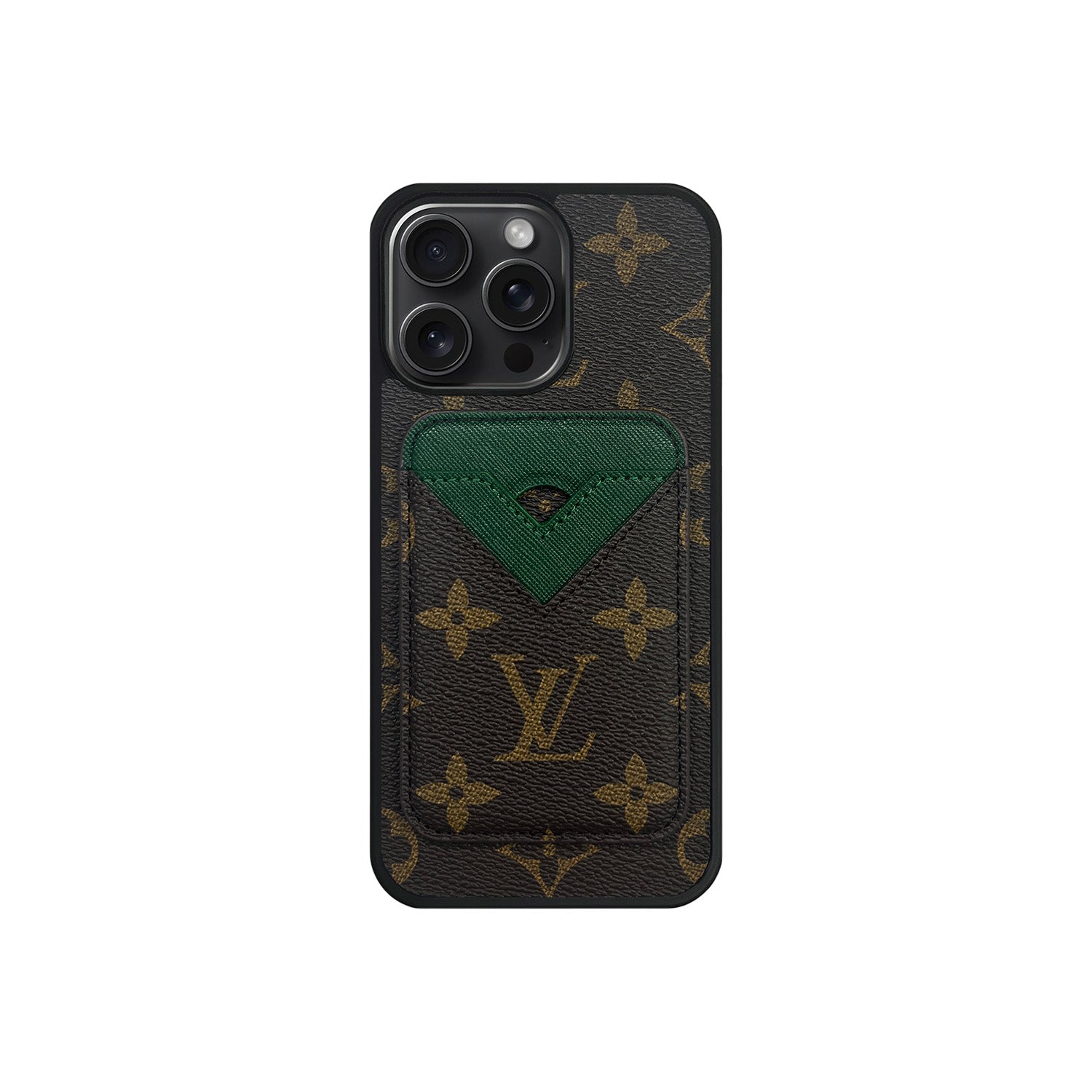 Set tarjetero MagSafe LV Monogram Marrón con Verde