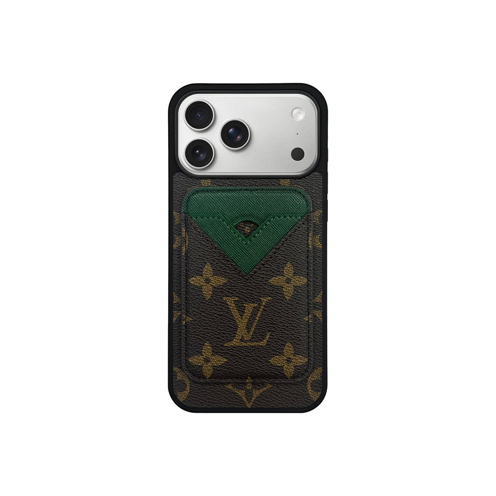Set tarjetero MagSafe LV Monogram Marrón con Verde