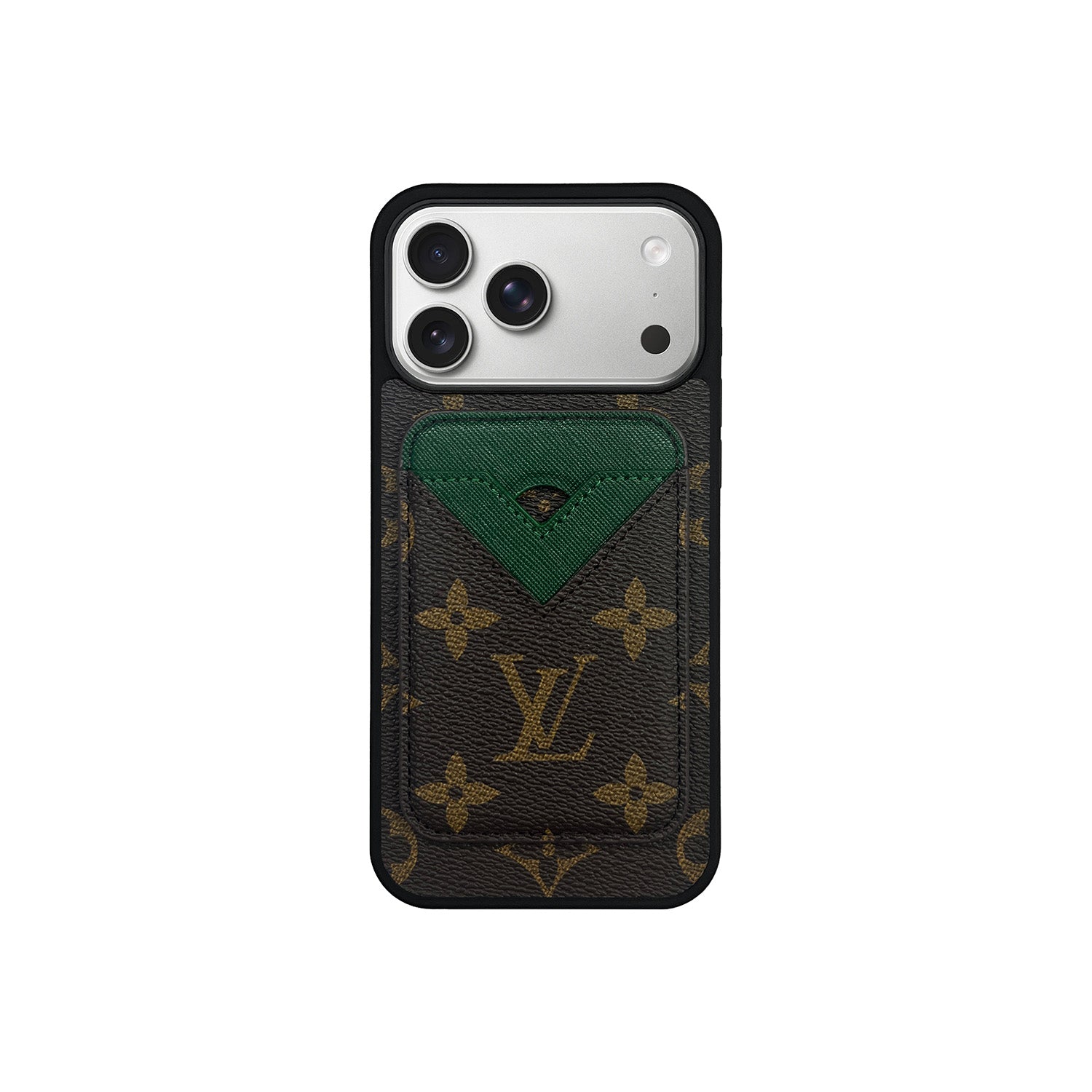 Set tarjetero MagSafe LV Monogram Marrón con Verde