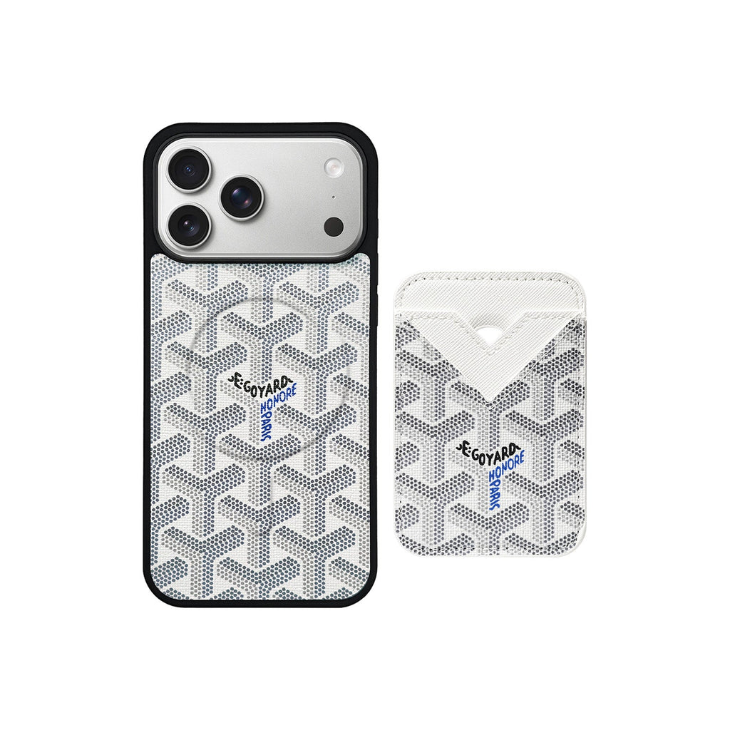 WHITE GYA MAGSAFE CARDHOLDER MONOGRAM