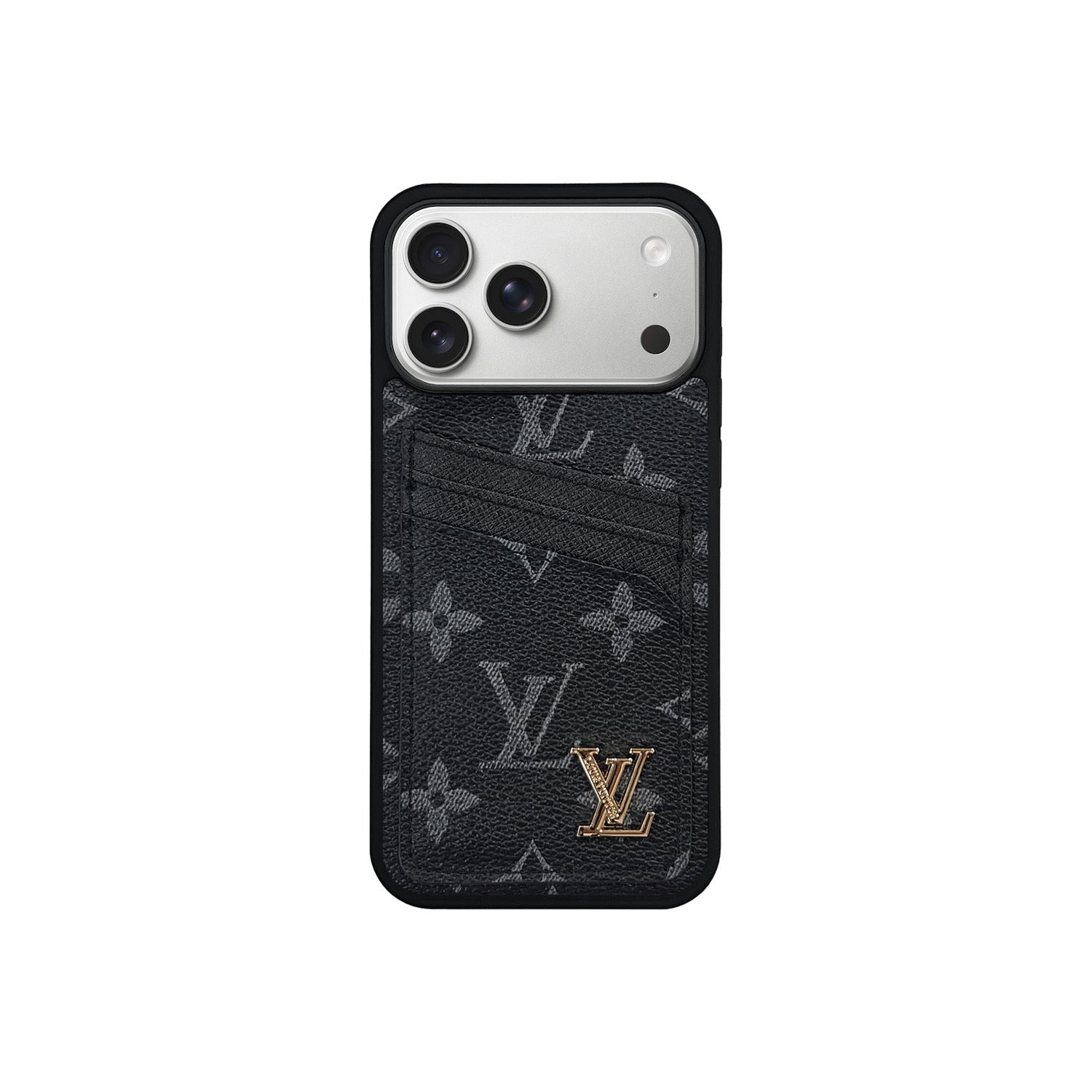 Funda con tarjetero LV Negro Monogram para iPhone