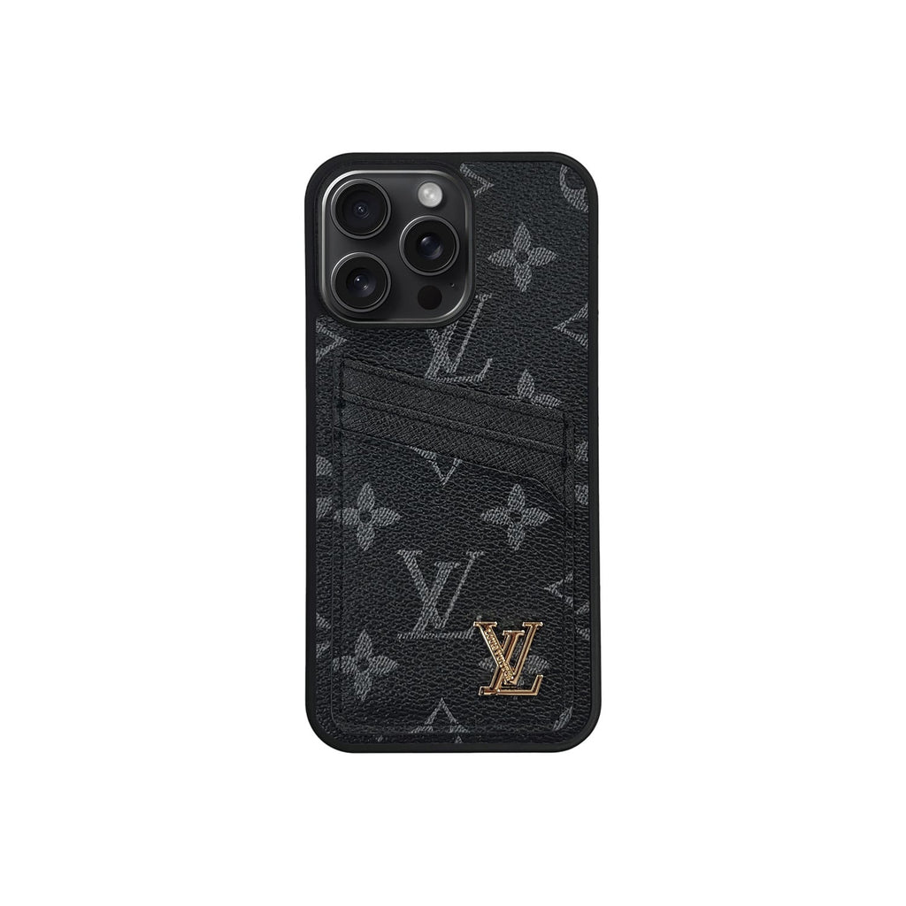 Funda con tarjetero LV Negro Monogram para iPhone
