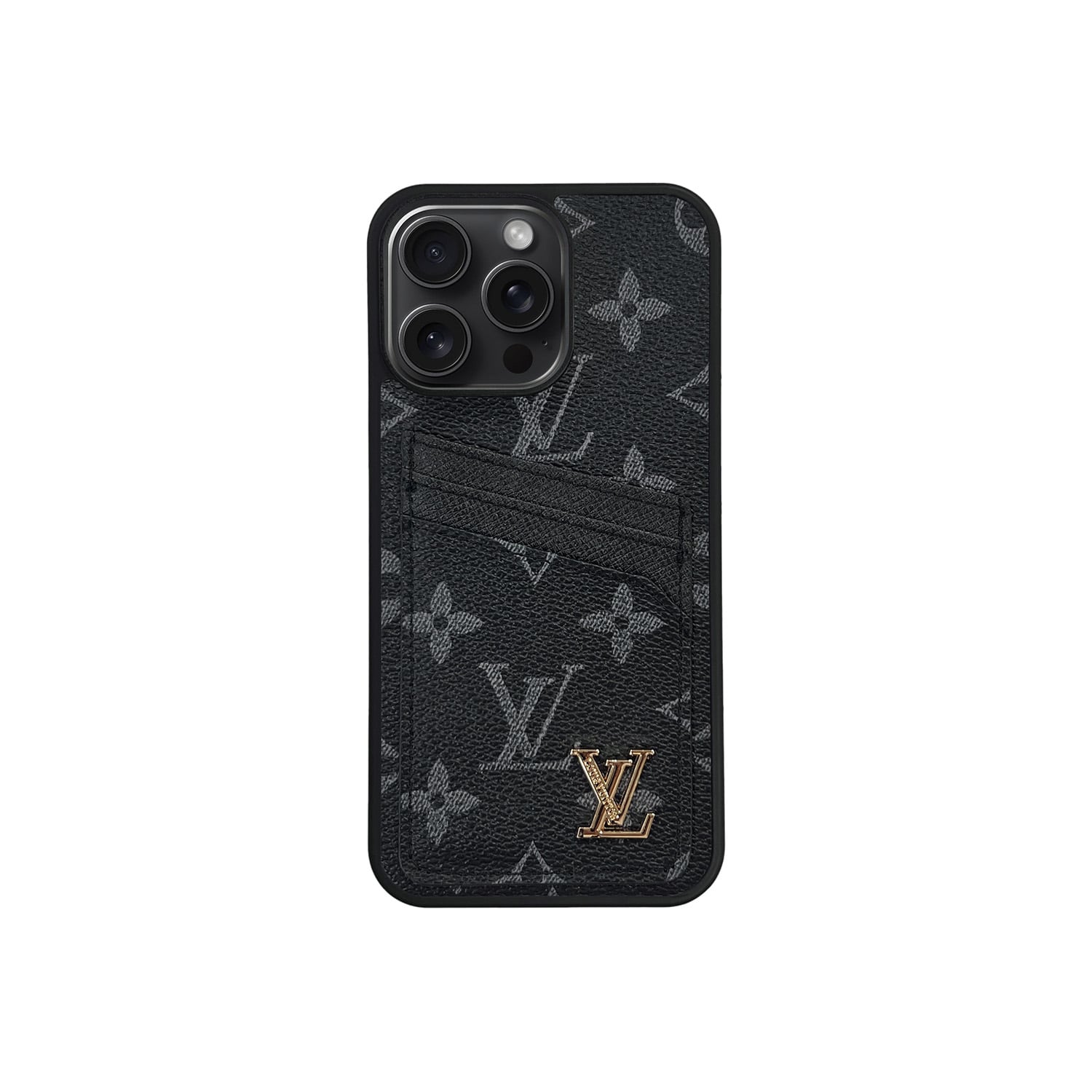 Funda con tarjetero LV Negro Monogram para iPhone