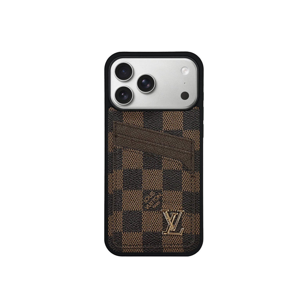 Funda con tarjetero LV Marrón Classic para iPhone