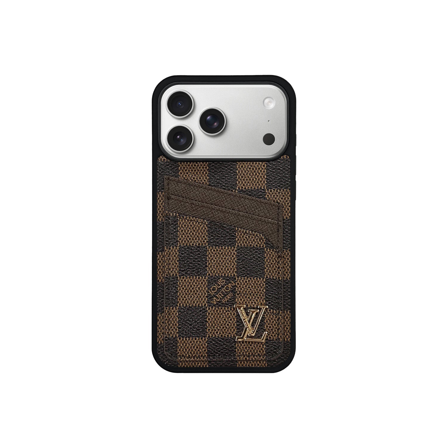 Funda con tarjetero LV Marrón Classic para iPhone