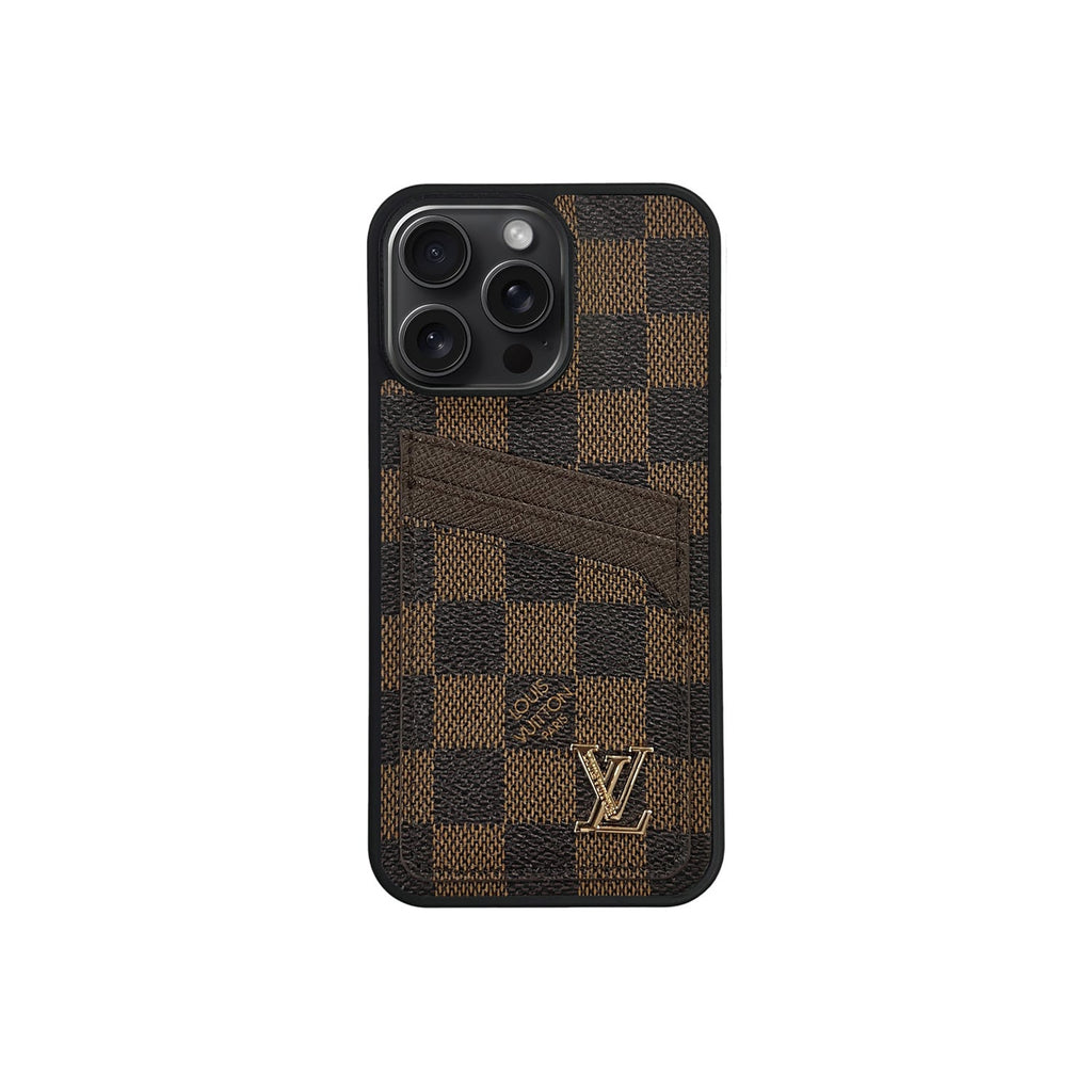 Funda con tarjetero LV Marrón Classic para iPhone