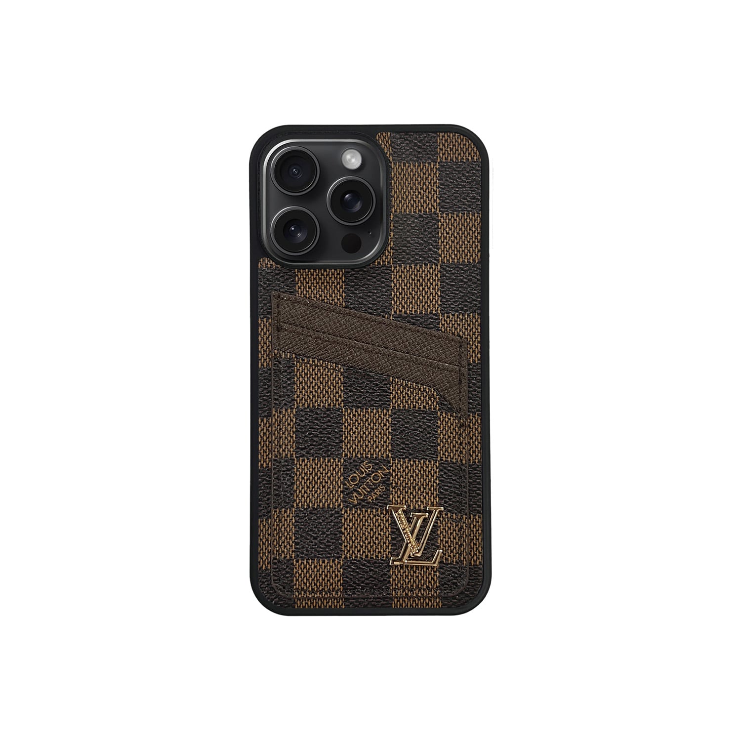 Funda con tarjetero LV Marrón Classic para iPhone