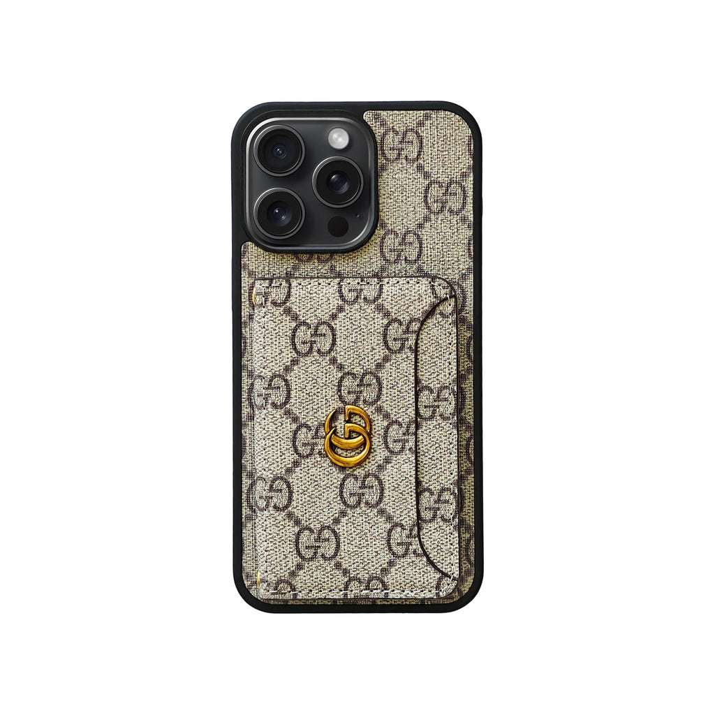 Funda con tarjetero Marrón GG Monogram para iPhone